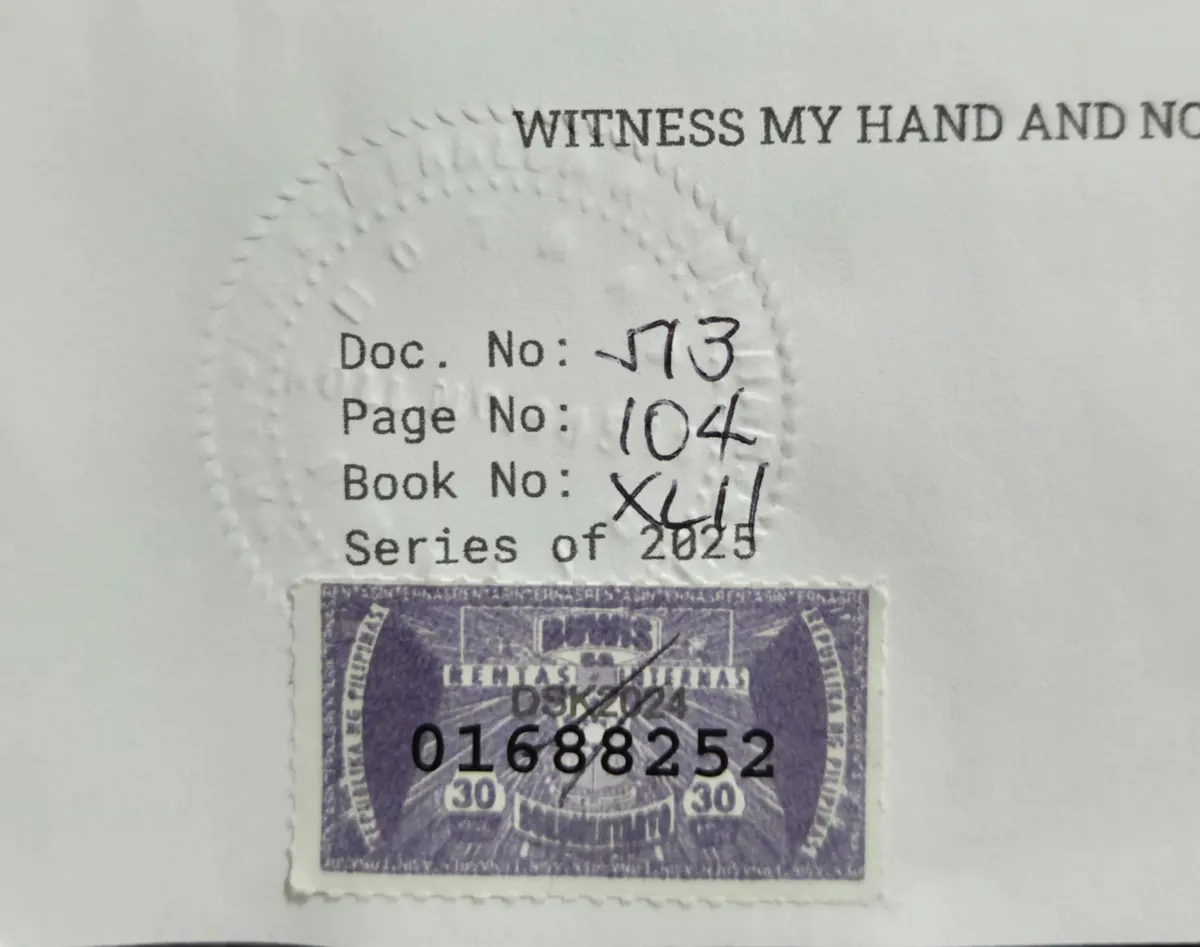 Notarial register book with stamp